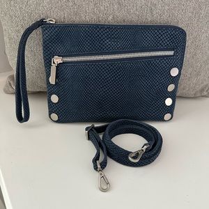 Hammitt Nash Small Navy Blue Suede Wristlet Crossbody